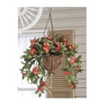 thumbnail image 2 of OakRidge Miles Kimball Fully Assembled Artificial Impatiens Hanging Basket, 10” Diameter and 18” Chain – Orange Polyester/Plastic Flowers in Metal and Coco Fiber Liner Basket for Indoor/Outdoor Use, 2 of 3