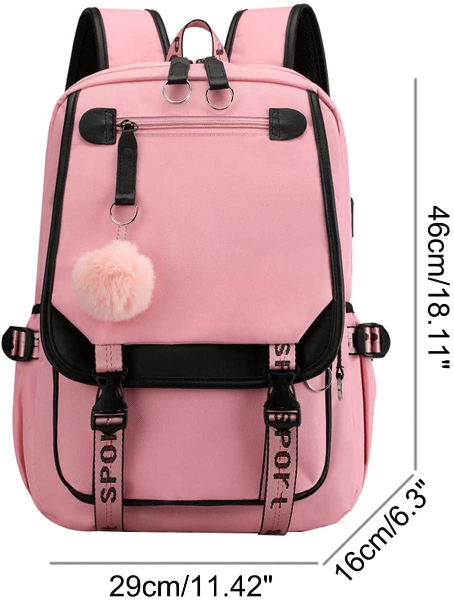 Teenage girls' Backpack Middle School Students Bookbag Outdoor Daypack With USB charge Port 