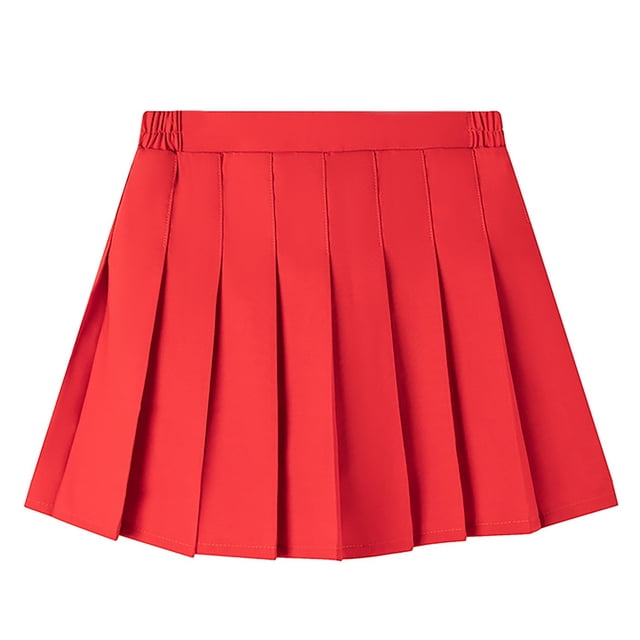 Robe Fille Jupe d'Été Jupe Plissée Décontractée Tenues Confortables École Quotidienne Robes Fille Rouge 4 Ans-5 Ans