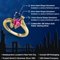 thumbnail image 2 of Gem Stone King 18K Yellow Gold Plated Silver Blue Created Sapphire Pink Created Sapphire Ring for Women (1.63 Cttw, Heart Shape 6MM, Gemstone September Birthstone, Size 8), 2 of 6