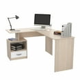 thumbnail image 3 of Inval Merlin L-Shaped Desk with Cubby, Maple and White, 3 of 8