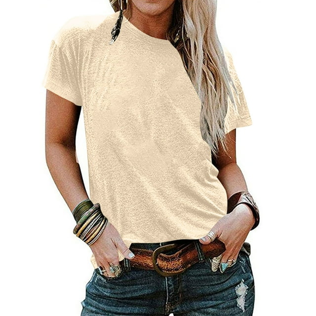 Weiqiqre Womens Spring Tops Oversized Short Sleeve T-Shirts Summer Casual Loose Fit Tops Workout Basic Tunic Tees