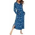 thumbnail image 4 of Oudiya Womens Long Nightgown Striped Nightshirt V-Neck Botton Down Loungewear Casual Sleepwear with Pockets, S-4XL, 4 of 6