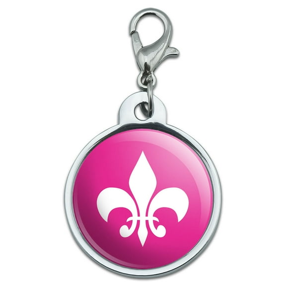 Fleur de Lis Pink Small Metal ID Pet Dog Tag