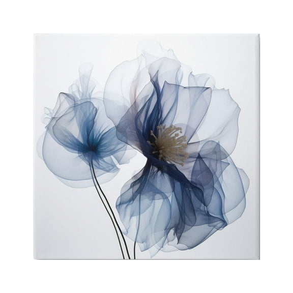 Stupell Industries Blue X-Ray Flowers Botanical & Floral Photography Gallery Wrapped Canvas Art Print Wall Art, 17 x 17