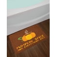 thumbnail image 2 of Pumpkin Spice Bath Mat, Coffee in Pumpkin Carved Mug on Wooden Background Cozy Autumn Feel, Plush Bathroom Decor Mat with Non Slip Backing, 29.5" X 17.5", Orange and Redwood, by Ambesonne, 2 of 2