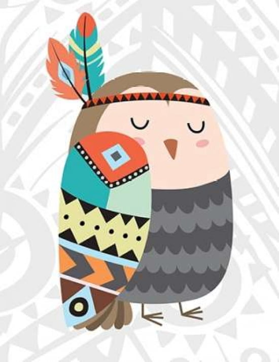 Tribal Owl Canvas Art - Tamara Robinson(22X28)