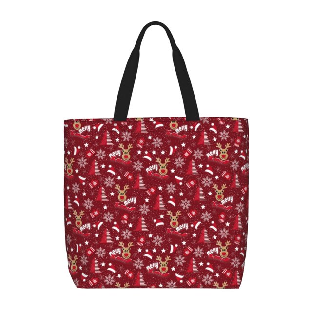 Easygdp Festive Reindeer Bolsa Tote para Mujer, Bolso de Hombro para Trabajo, Playa, Viajes, Compras y Supermercado