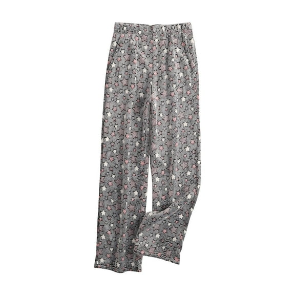 FAHXNVB Womens Flannel Pajama Bottoms Cute Hearts Printed Soft PJ Bottoms with Pockets Elastic Waist Cozy Fuzzy Baggy Lounge Sleepwear Pants