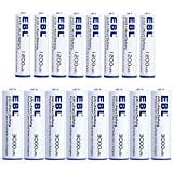 EBL 8 Packs AA Lithium Batteries & 8 Packs AAA Lithium Batteries (Non-Rechargeable) - Up to 6X Long-lasting - Battery Storage