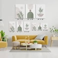 thumbnail image 6 of Sage Green Boho Wall Art Set of 3,Minimalist Framed Wall Art Geometric Line Leaf Sun Moon Green Canvas Artwork Paintings,Abstract Botanical Boho Wall Posters for Bathroom Bedroom Decor 12"x16", 6 of 6