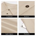 thumbnail image 6 of Summer Short Sleeve Solid Collared Button Down A Line Casual Loose Mini Shirt Dress, 6 of 6