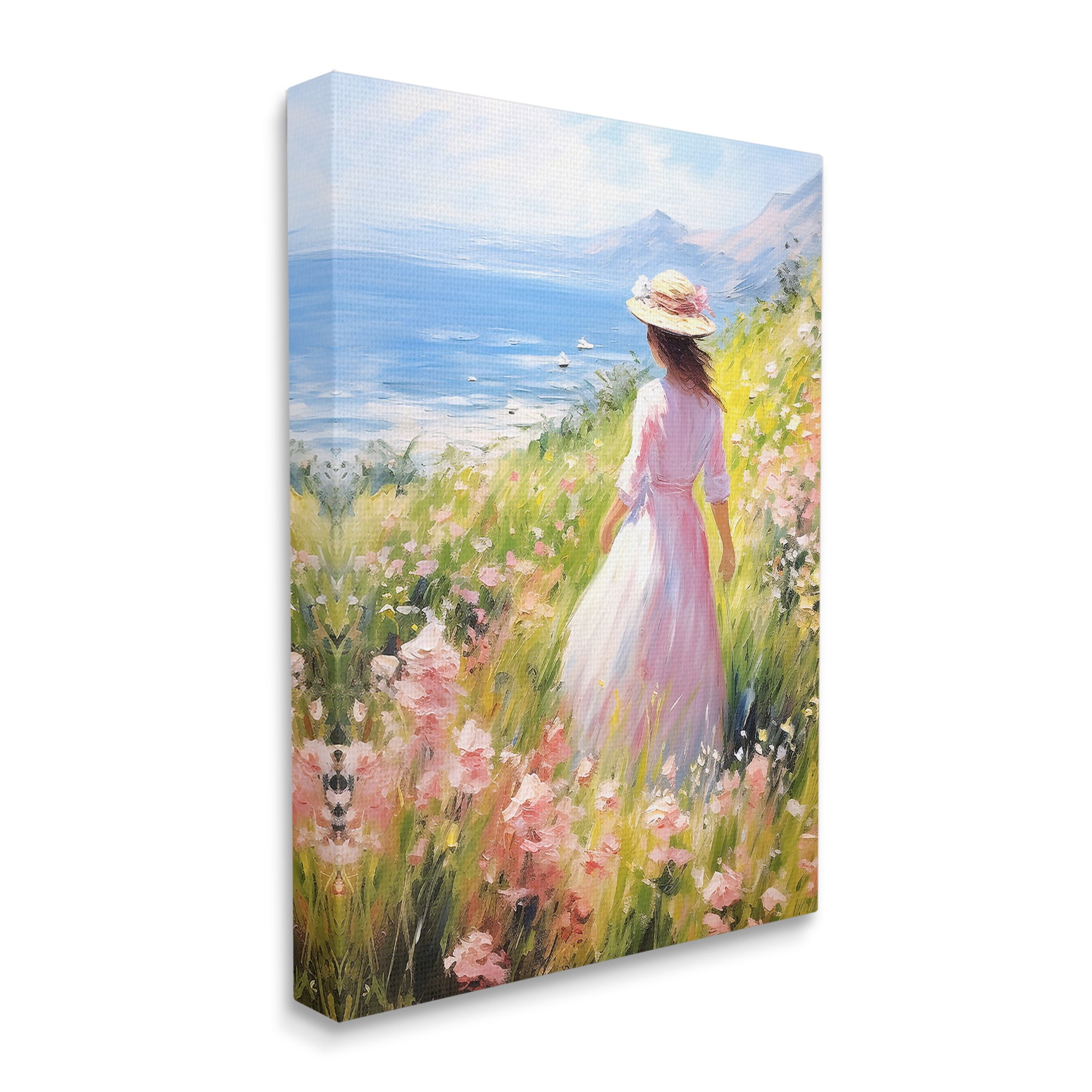 Stupell Industries Woman & Scenic Beach Landscape Painting Gallery Wrapped Canvas Art Print Wall Art, 30 x 40