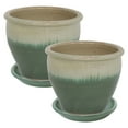 thumbnail image 2 of Sunnydaze Chalet 12" x 12" x 9.5" Round Seafoam Ceramic Solid Plant Pot with Saucers (2-Count), 2 of 11