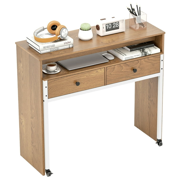 Gymax Narrow Slim Storage Office Computer Desk with Drawers