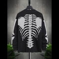 thumbnail image 4 of Suéteres Tipo Cárdigan con Estampado de Calaveras para Mujer, Abrigos de Punto Unisex de Larga Cráneo Negro XL, 4 of 10