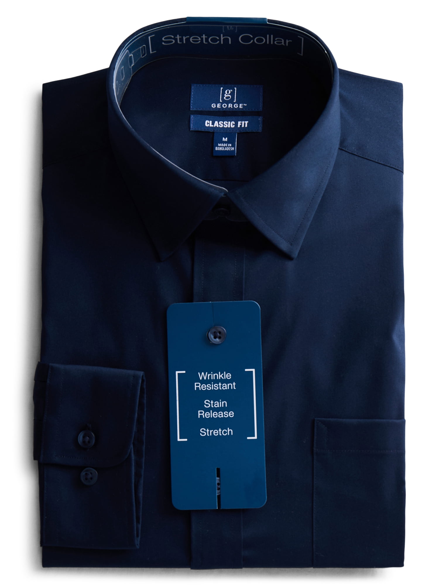 George Men's and Big Men's Classic Dress Shirt with Long Sleeves, Sizes S-3XL