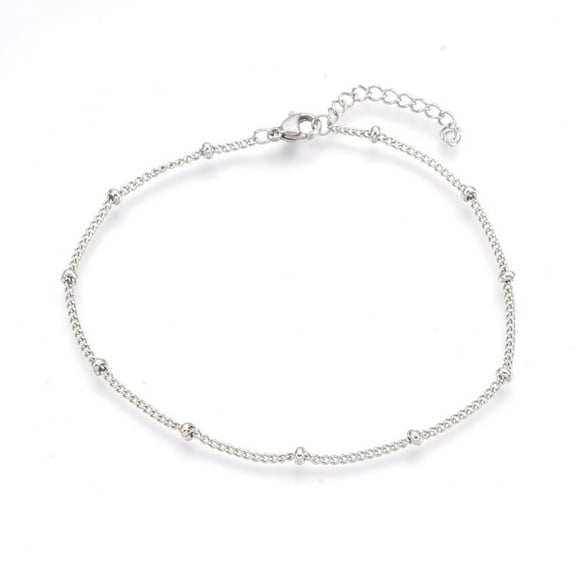 Tarnish Resistant 304 Stainless Steel Curb Chain Anklets Stainless Steel color 9 inch(23cm) 1.6mm Stainless Steel