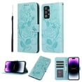 thumbnail image 1 of Case for Samsung A53 5G Wallet Case for Women Card Holder Butterfly Embossed Clover Rose Flower Flip PU Leather Magnetic Phone Cover Kickstand Lanyard for Samsung Galaxy A53 5G, green, 1 of 8