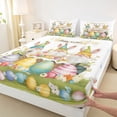 thumbnail image 4 of Erosebridal Cute Rabbit Kids Queen Sheet Sets,Cartoon Gnome Colorful Easter Eggs Bed Set For Girls Teens 4pcs, 4 of 6