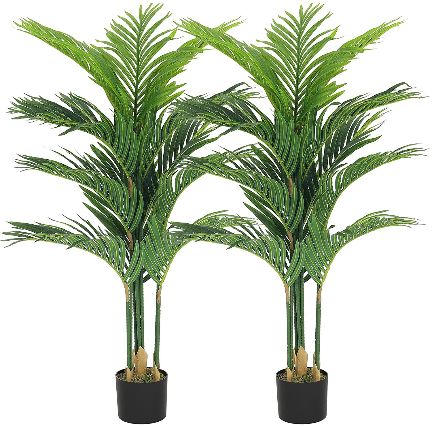 Artificial Plant 4 ft Areca Palm Tree Real Touch Feel with Plastic Container 