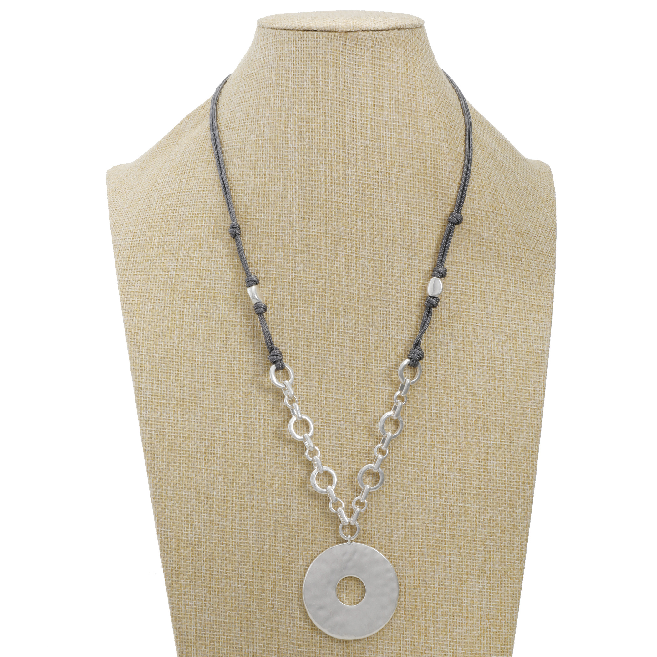 Bella Uno Women's Disc Pendant Necklace in Recycled Metal