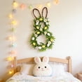 thumbnail image 4 of PpgejGEK Easter Bunny Shaped Wreath 19.68x11.81 Inches Green Plastic Door Hanging with Bow and Bunny Ear for Spring Holiday Decoration Indoor Outdoor Display, 4 of 8