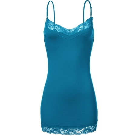 - Luna Flower Women's Adjustable V-Neck Lace Cut Tank Tops (GTEW180)