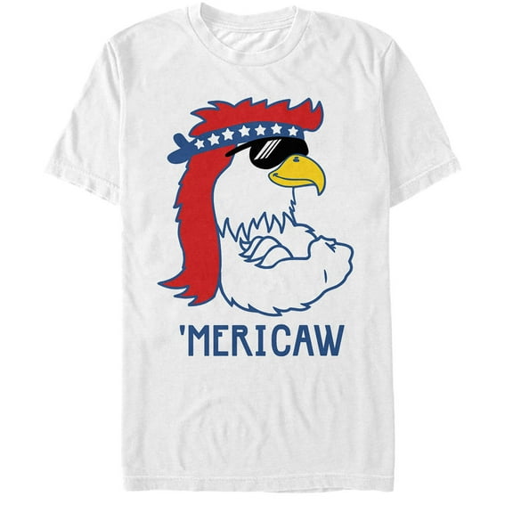 Men's Lost Gods Fourth of July  American Eagle Cartoon  Graphic Tee White X Large