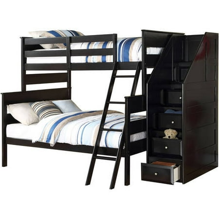 Acme Alvis Twin Over Full Wood Bunk Bed with Storage