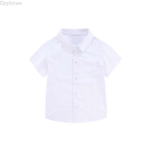 Dpytoraw Summer Boys' Children's Short Sleeved Button Down White Shirt Lightweight And Versatile Suitable For Various Occasions. Boys Long Sleeve Dress Shirts Button Down Size 4-5 Years