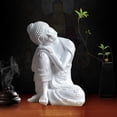 thumbnail image 3 of Estatua de Buda Durmiente Hugo Resina Blanca 23 cm Artesanía decoración hogar, 3 of 7