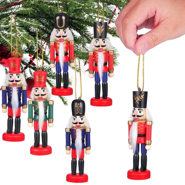 6 Piezas Figuras De Cascanueces Colgantes De Navidad Decoraciones De Cascanueces Colgantes De Madera Árbol De Navidad Cascanueces Decoraciones De Soldado Cascanueces Pequeños De Escritorio