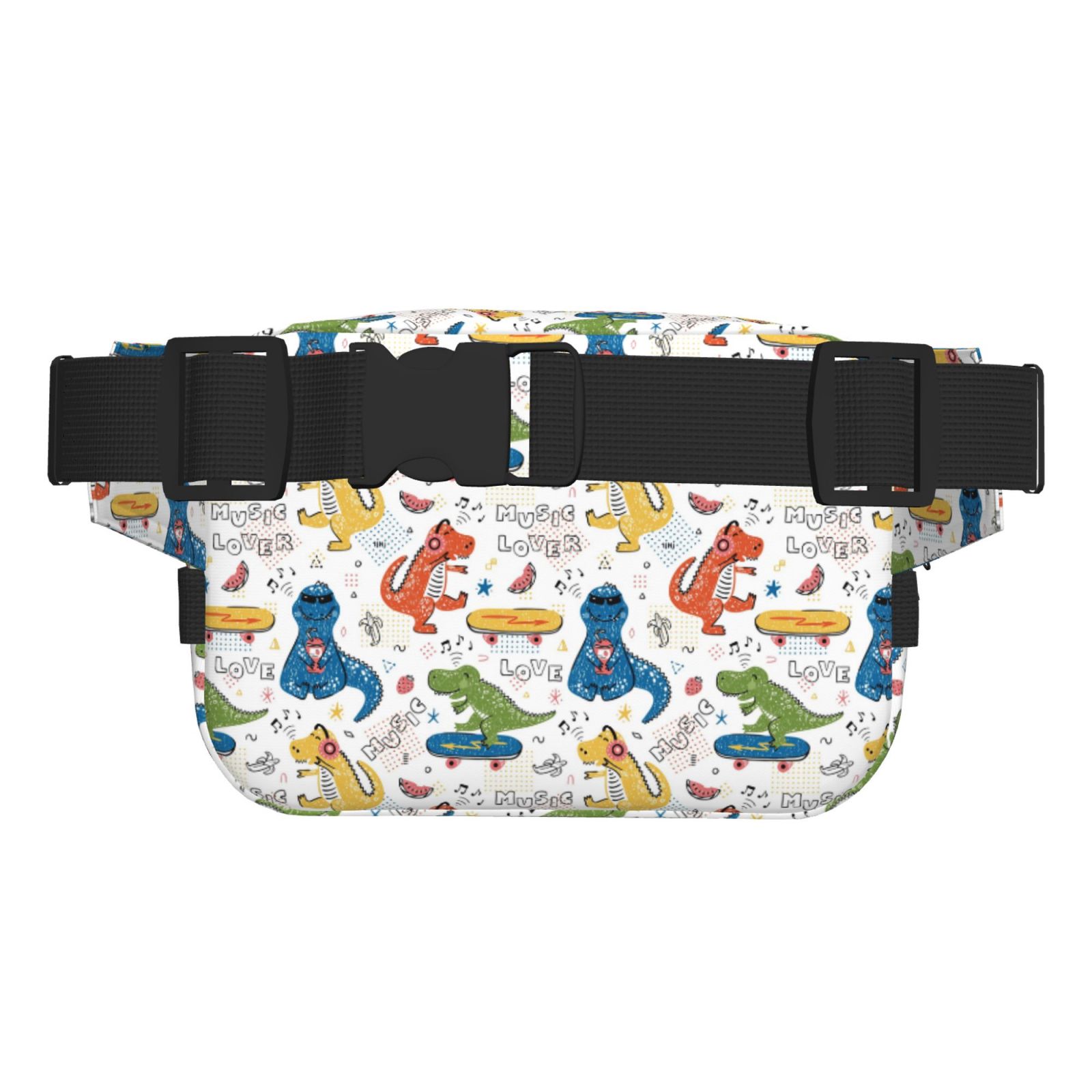 Picia Dinosaur (2) Print Square Double-Layer Waist Bag Mini Adjustable Waist Belt Bag Exercise Running Travel Hiking