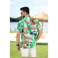 thumbnail image 4 of LA LEELA Men's Hawaiian Shirts Short Sleeve Button Down Shirt Mens Hawaii Shirts Boho Vacation Casual Summer Beach Shirts for Men Funny L Tropical Leaves, Autumn Green For Dad, 4 of 5