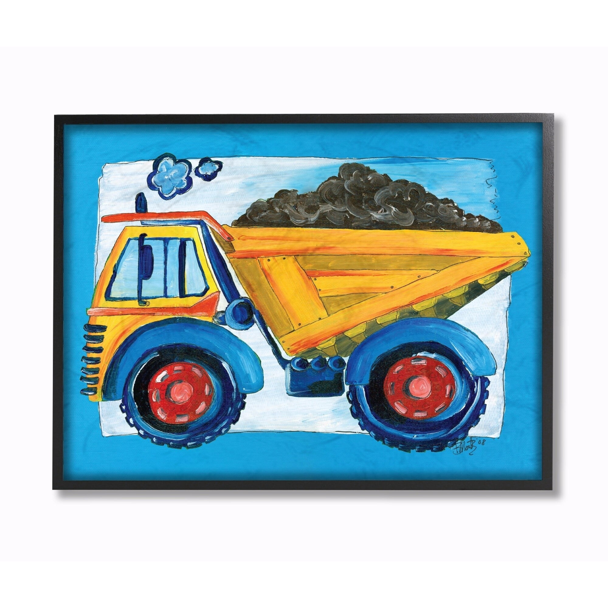 Stupell Yellow Dump Truck with Blue Border Wall Art 11x14