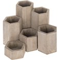 thumbnail image 4 of MyGift Set of 6 Rustic Brown Wood Hexagonal Jewelry Display Risers, 4 of 7