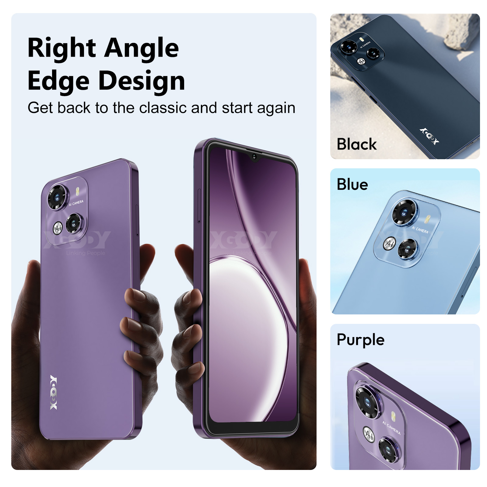 XGODY X18 4G T-Mobile Unlocked Cellphones, 16GB Unlocked Smartphone, 3750mAh Android phone,  6.5" Mobile Phone, Lavender