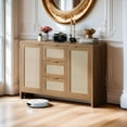 thumbnail image 1 of Bingirl Modern Rattan Buffet Cabinet Sideboard with Storage,47" Boho Credenza Buffet Console Table with Drawers&Doors,Wooden Coffee Bar Cabinet for Entryway/Living, 1 of 9