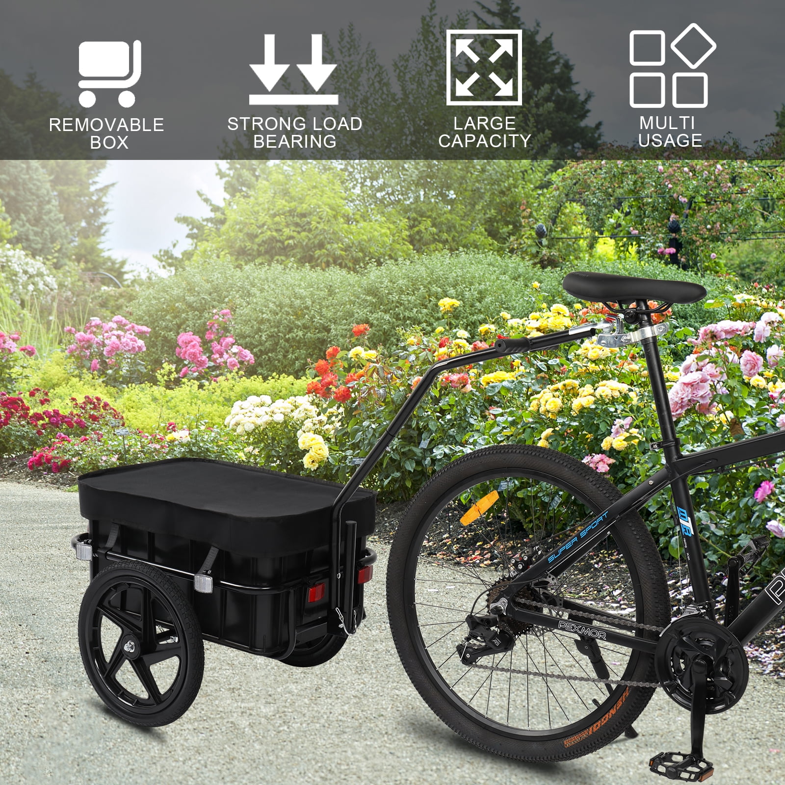 Buy PEXMOR Bike Cargo Trailer, Bicycle Wagon Trailer W/Universal