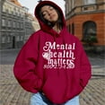 thumbnail image 2 of Bibifish Hoodies For Women Casual Preppy Mental Health Matters Letter Print Hoodies Long Sleeve Fleece Lined Tops With Pocket, 2 of 5
