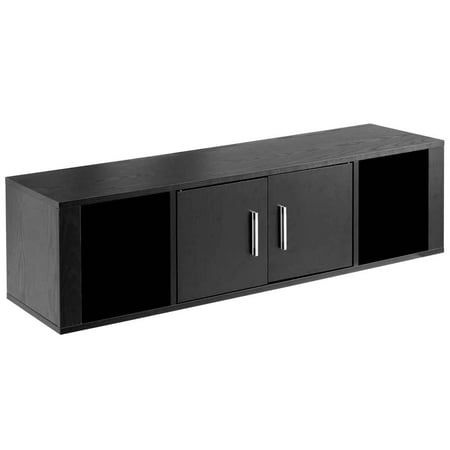 Wall Mounted Floating Desk Hutch, Floating Storage Shelves With Doors