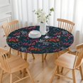 thumbnail image 3 of Pioneer Flower Floral Print Pattern Round Fitted Tablecloth with Elastic Edge,Dining Table Cover Waterproof,Outdoor Round Tablecloth for Camping,Dining,Indoor and Outdoor, 3 of 7