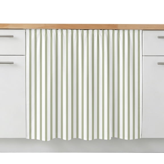 Cabinet Curtains for Shelves, Sage Green Vertical Striped Under Sink Cabinet Curtain Skirt for Mini Cabinets, Small Storage Spaces, Farmhouse Thin Line Stripes Decorative Dishwasher Curtain 10x11 in
