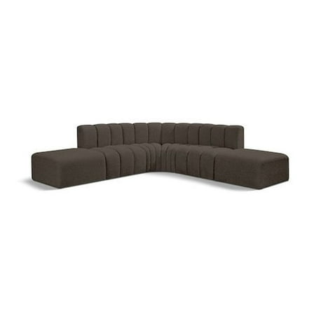 Meridian Furniture Arc Brown Boucle Fabric Modular Sectional