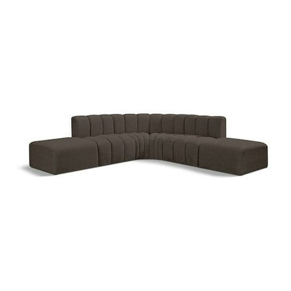 Meridian Furniture Arc Brown Boucle Fabric Modular Sectional