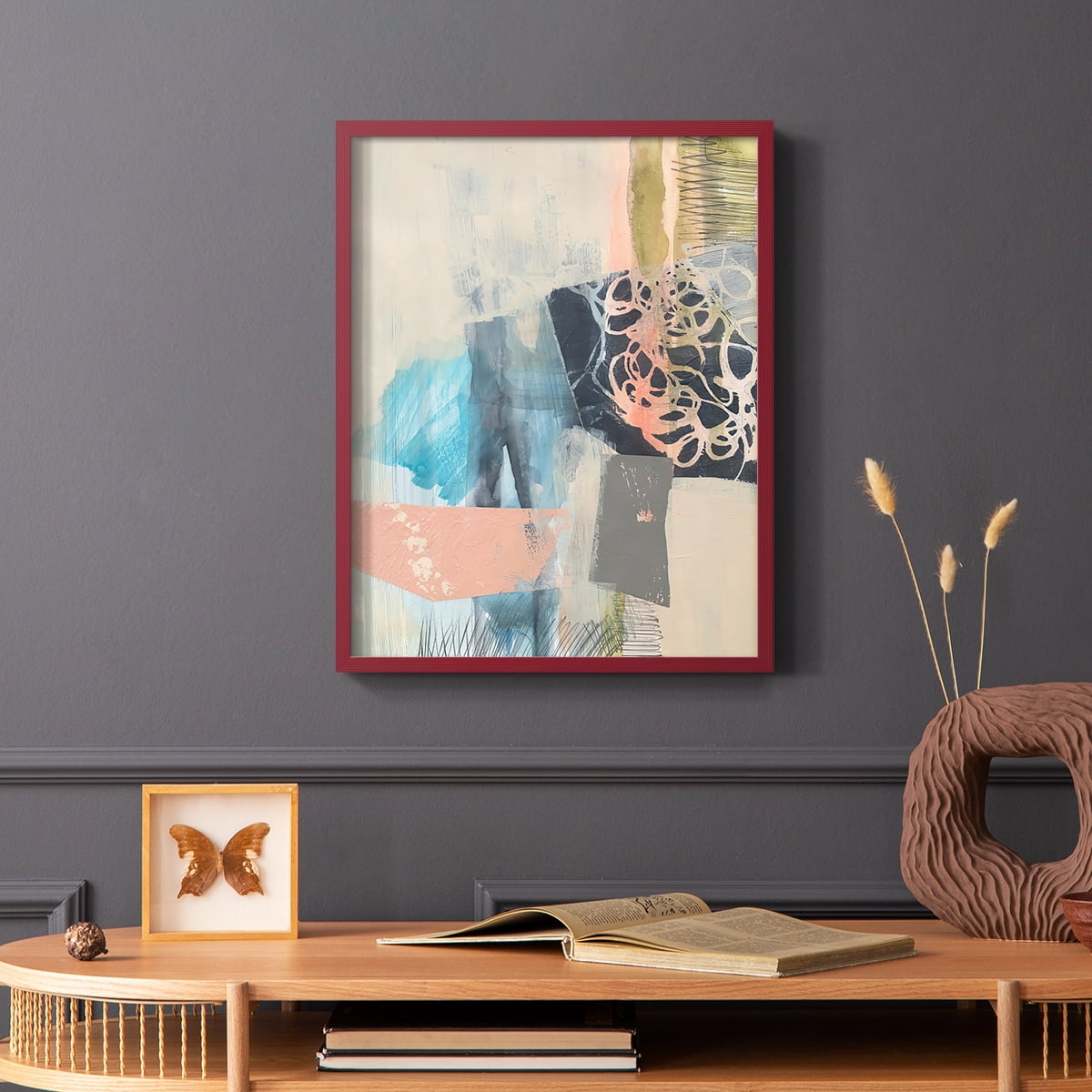 Reductive I in Red Solid Wood 11 x 14 Framed Print
