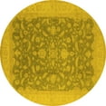 thumbnail image 1 of Ahgly Company Machine Washable Indoor Round Oriental Yellow Industrial Area Rugs, 3' Round, 1 of 4