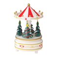 thumbnail image 2 of Carousel Music Box Rotating Carousel Christmas Tree Design Wooden Material Holiday Scene Tabletop Decor, 2 of 9