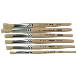 School Smart White Bristle Paint Brushes, Long Handle, 3/4 Inch, Set of 12